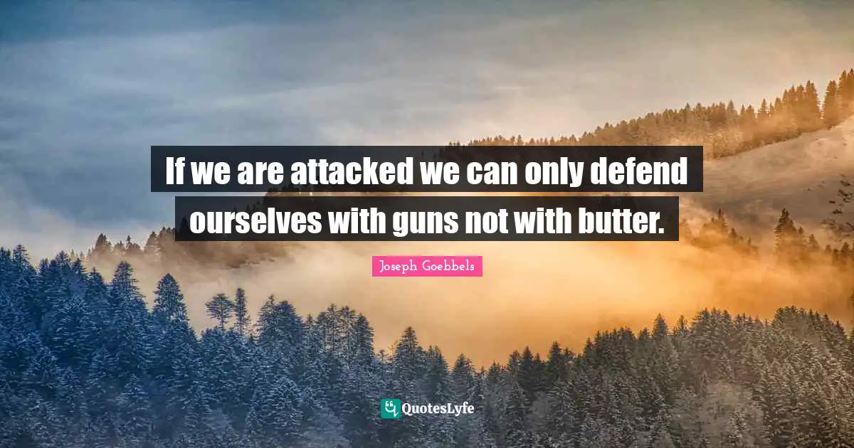 If we are attacked we can only defend ourselves with guns not with butter.
