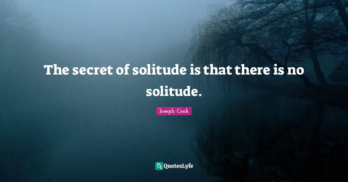 The secret of solitude is that there is no solitude.