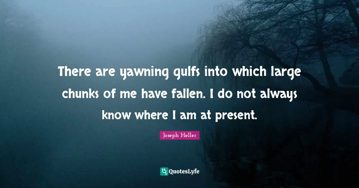Yawning Quotes: "There are yawning gulfs into which large chunks of me have fallen. I do not always know where I am at present."