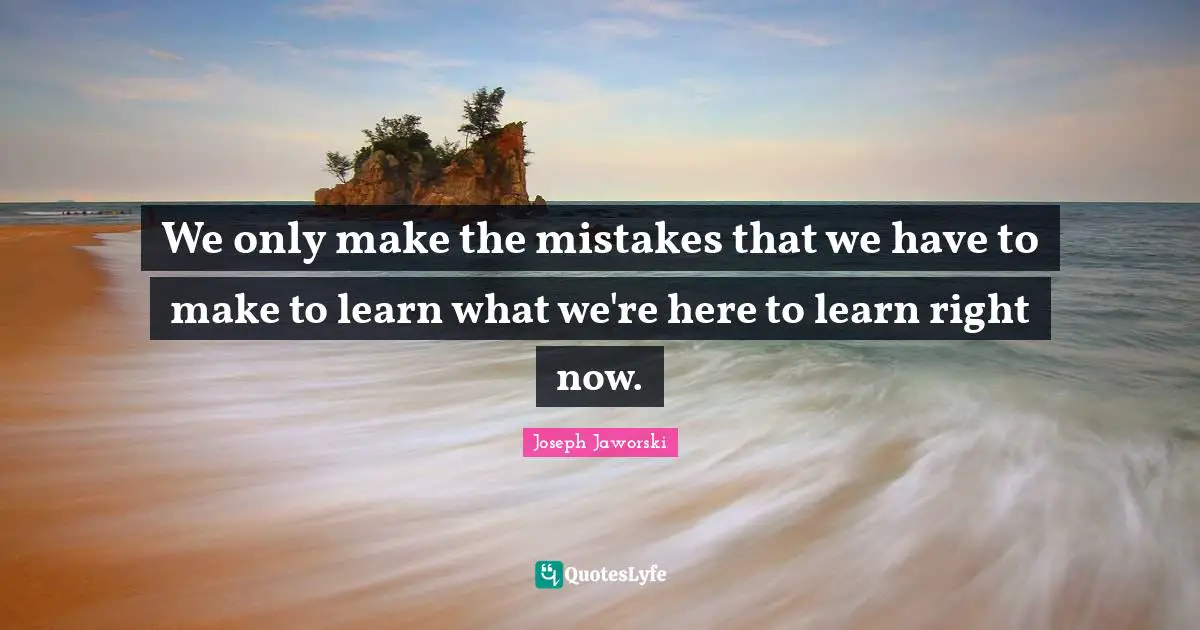 We only make the mistakes that we have to make to learn what we're here to learn right now.