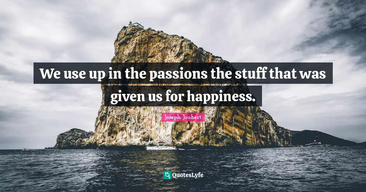 We use up in the passions the stuff that was given us for happiness.