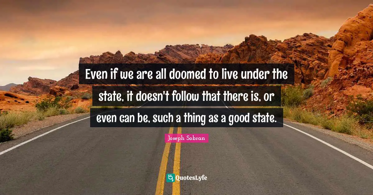 Even if we are all doomed to live under the state, it doesn't follow that there is, or even can be, such a thing as a good state.