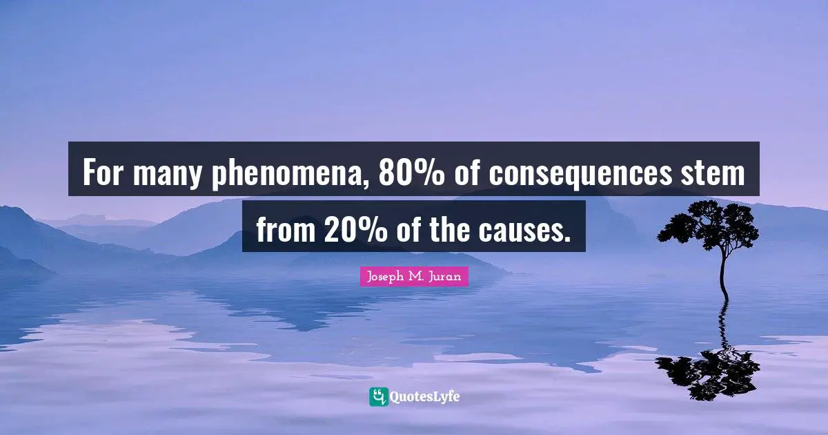 Stem Quotes: "For many phenomena, 80% of consequences stem from 20% of the causes."