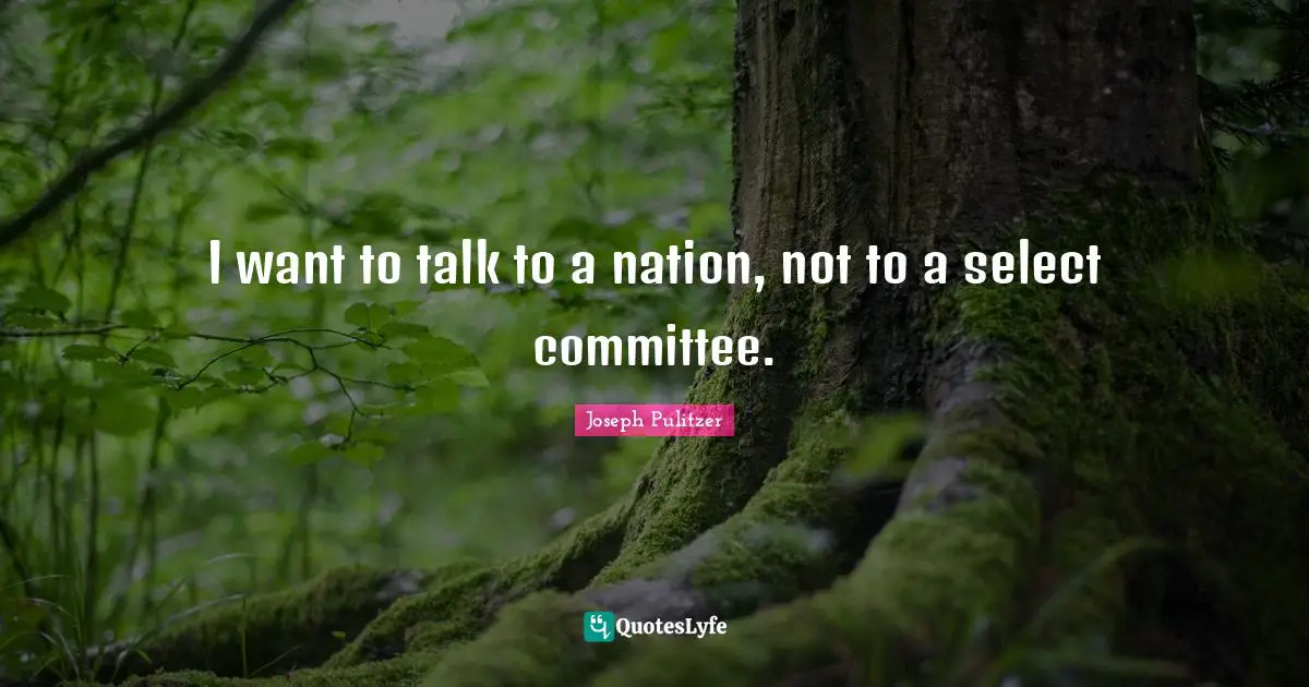 I want to talk to a nation, not to a select committee.