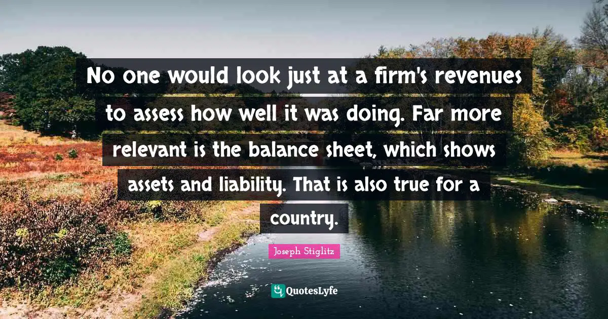 No one would look just at a firm's revenues to assess how well it was doing. Far more relevant is the balance sheet, which shows assets and liability. That is also true for a country.