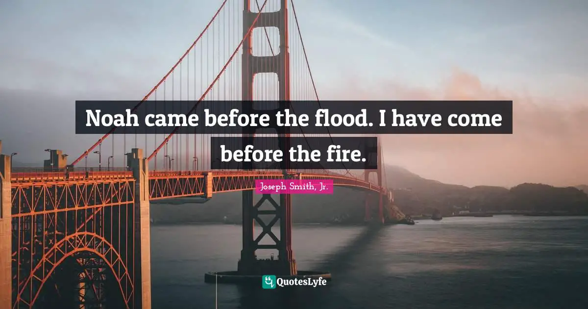 Flood Quotes: "Noah came before the flood. I have come before the fire."