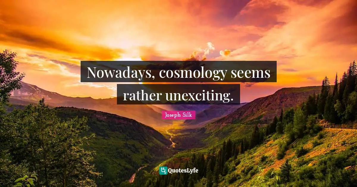 Nowadays, cosmology seems rather unexciting.