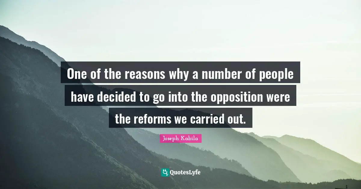 One of the reasons why a number of people have decided to go into the opposition were the reforms we carried out.