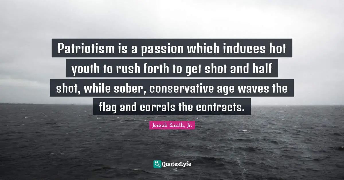 Patriotism is a passion which induces hot youth to rush forth to get shot and half shot, while sober, conservative age waves the flag and corrals the contracts.