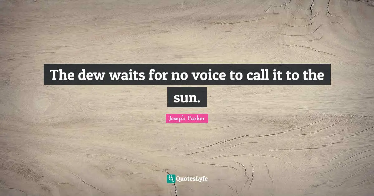 The dew waits for no voice to call it to the sun.