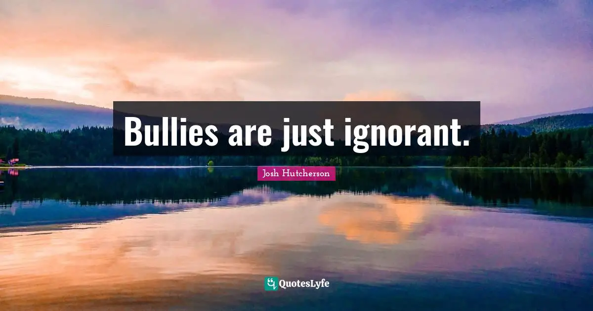 Bullies are just ignorant.