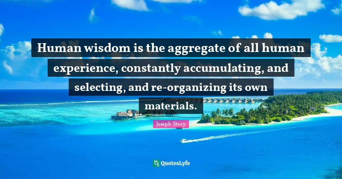 Human wisdom is the aggregate of all human experience, constantly accumulating, and selecting, and re-organizing its own materials.