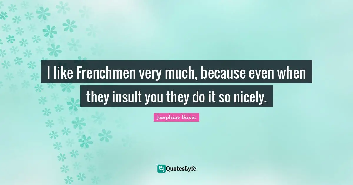 I like Frenchmen very much, because even when they insult you they do it so nicely.