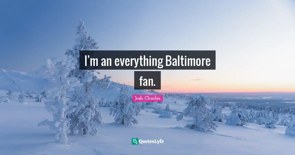 Josh Charles Quotes: "I'm an everything Baltimore fan."