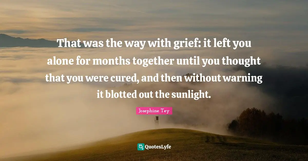 That was the way with grief: it left you alone for months together until you thought that you were cured, and then without warning it blotted out the sunlight.