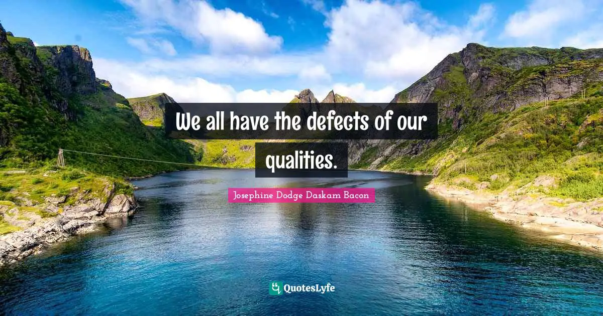 Shortcomings Quotes: "We all have the defects of our qualities."