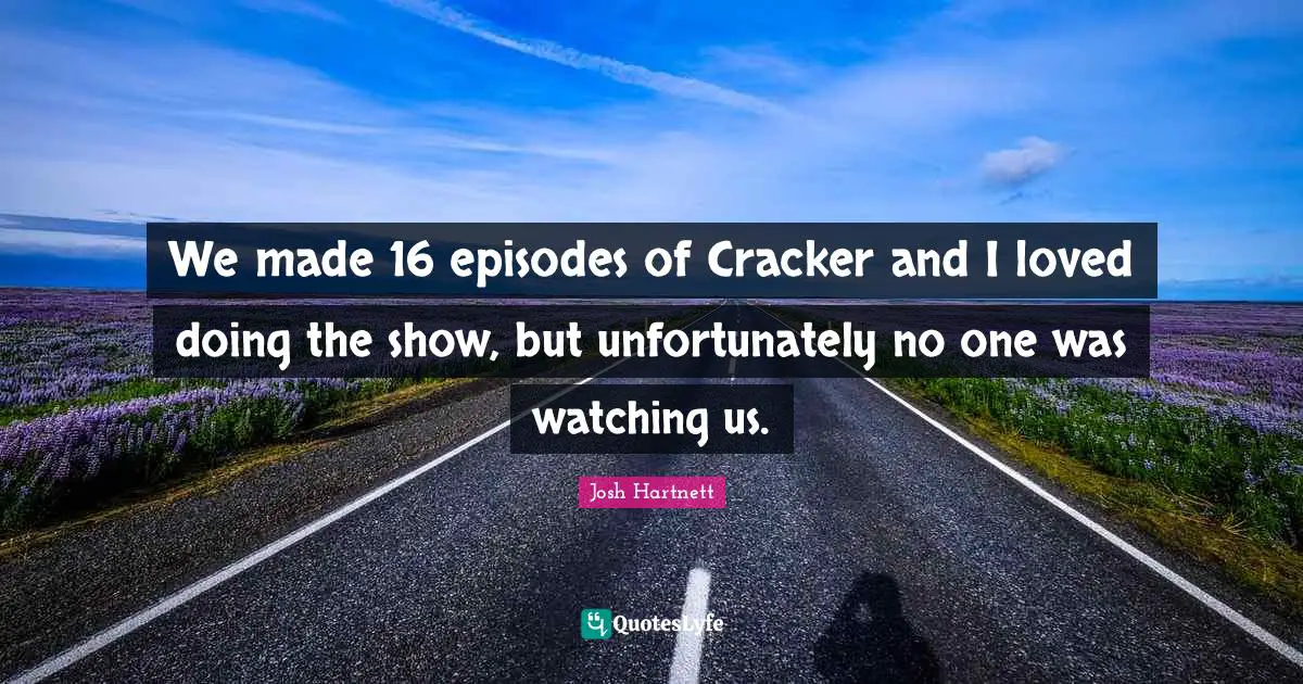 We made 16 episodes of Cracker and I loved doing the show, but unfortunately no one was watching us.
