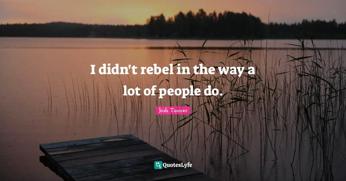 I didn't rebel in the way a lot of people do.
