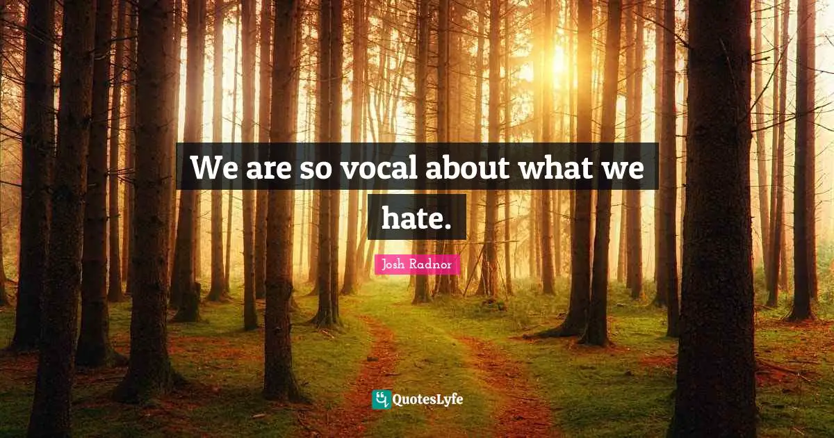 Josh Radnor Quotes: "We are so vocal about what we hate."