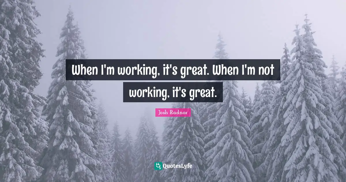 Josh Radnor Quotes: "When I'm working, it's great. When I'm not working, it's great."