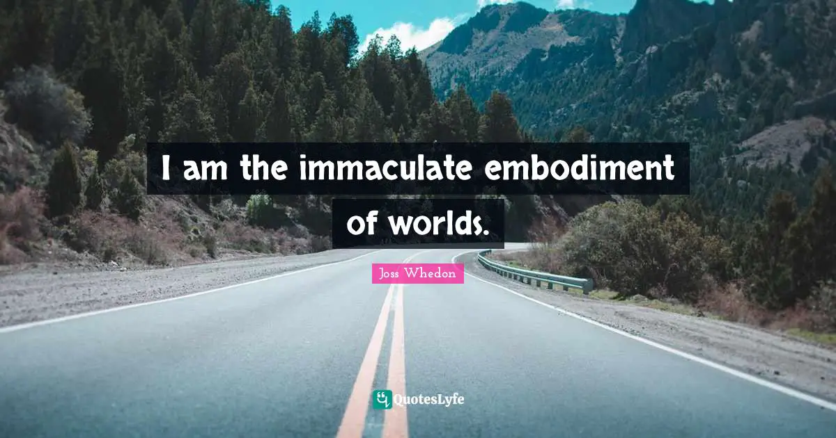 Embodiment Quotes: "I am the immaculate embodiment of worlds."