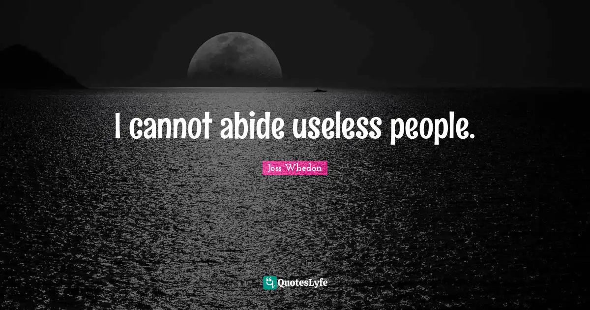 I cannot abide useless people.