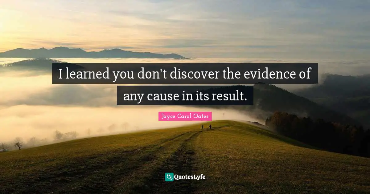 I learned you don't discover the evidence of any cause in its result.