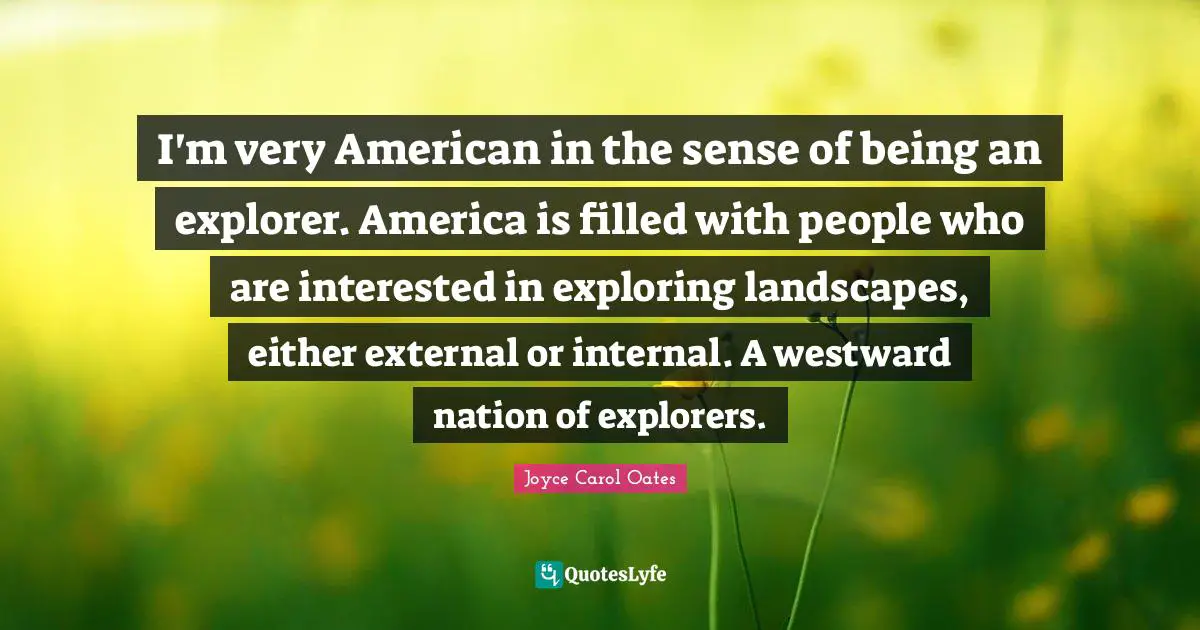 I'm very American in the sense of being an explorer. America is filled with people who are interested in exploring landscapes, either external or internal. A westward nation of explorers.