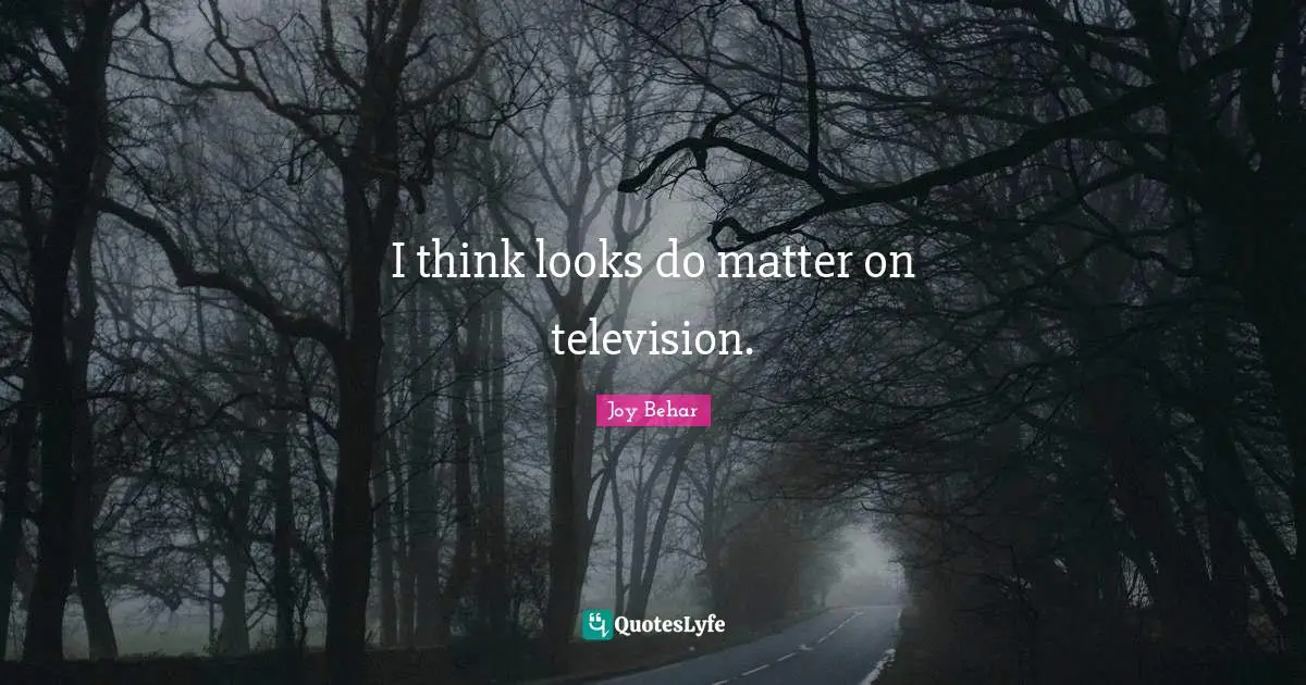 I think looks do matter on television.