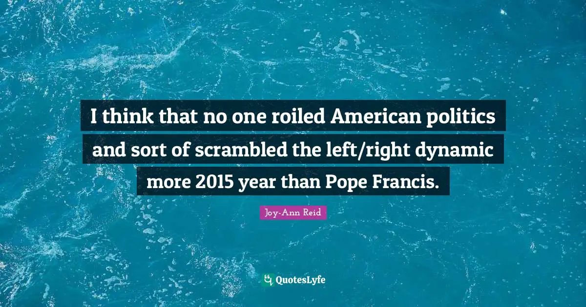 I think that no one roiled American politics and sort of scrambled the left/right dynamic more 2015 year than Pope Francis.
