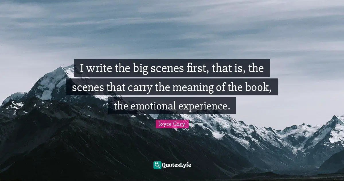 I write the big scenes first, that is, the scenes that carry the meaning of the book, the emotional experience.
