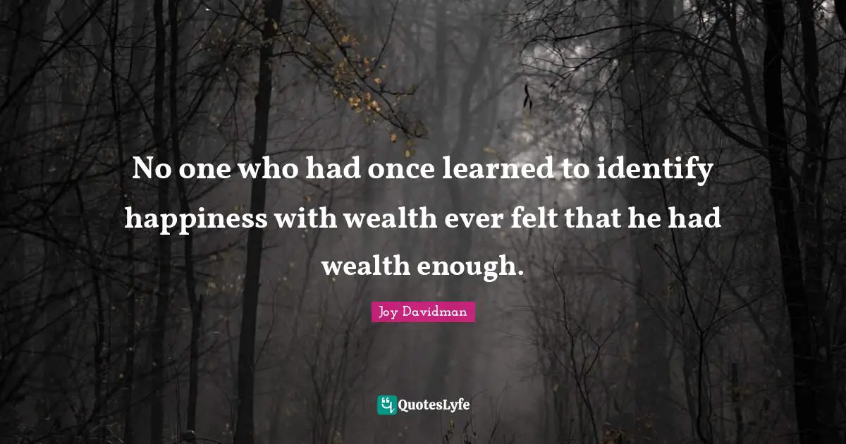 Consumerism Quotes: "No one who had once learned to identify happiness with wealth ever felt that he had wealth enough."