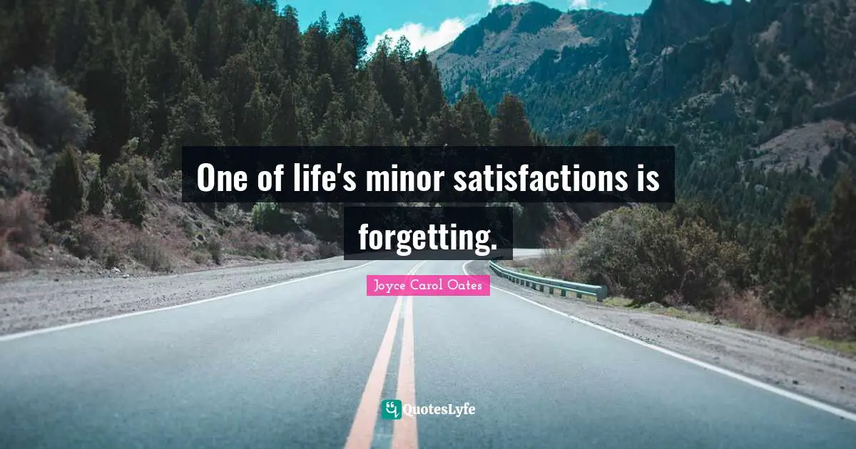 One of life's minor satisfactions is forgetting.