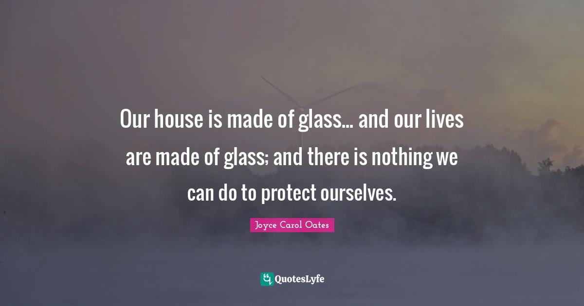 Our house is made of glass... and our lives are made of glass; and there is nothing we can do to protect ourselves.