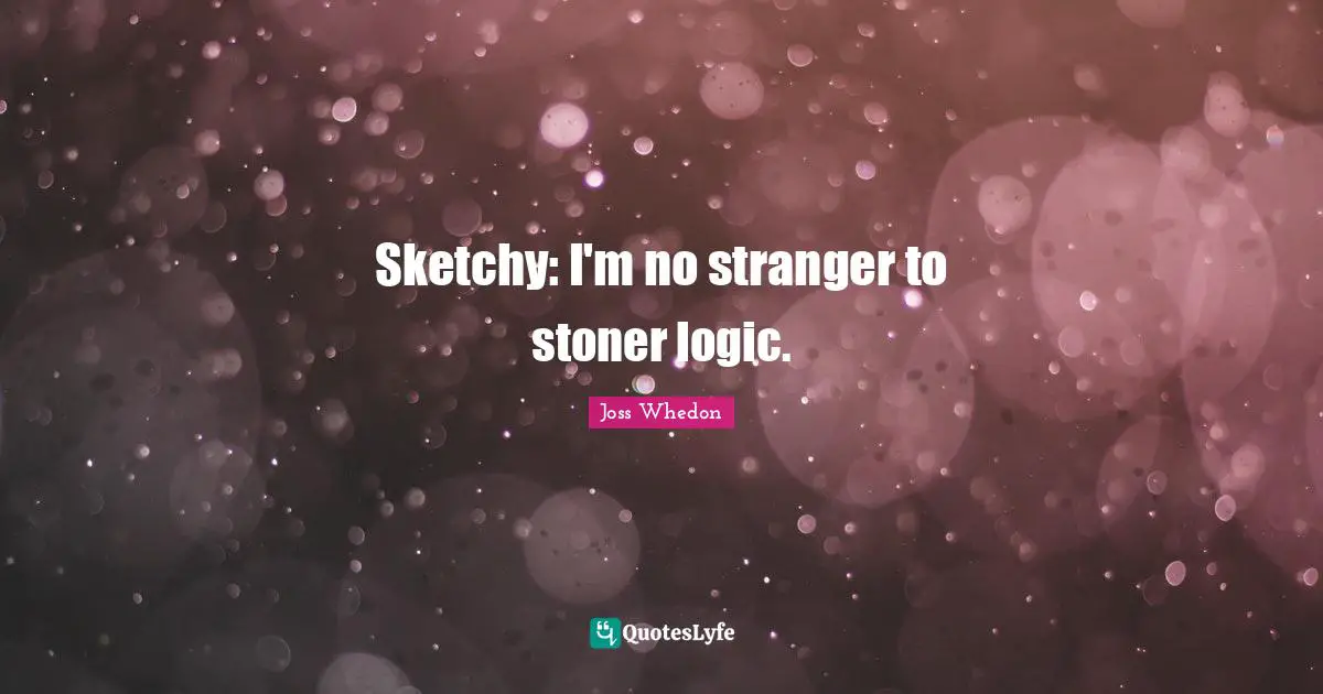 Sketchy: I'm no stranger to stoner logic.