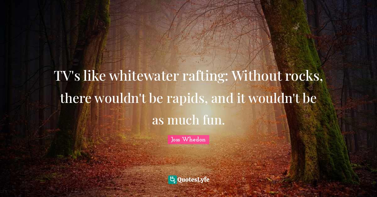 TV's like whitewater rafting Without rocks, there wouldn't be rapids