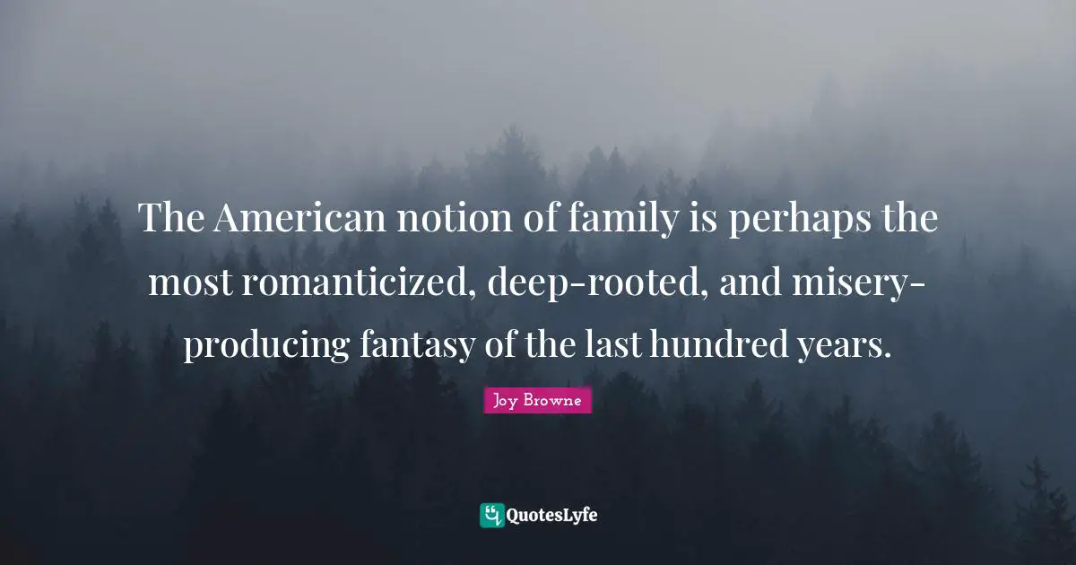 The American notion of family is perhaps the most romanticized, deep-rooted, and misery-producing fantasy of the last hundred years.