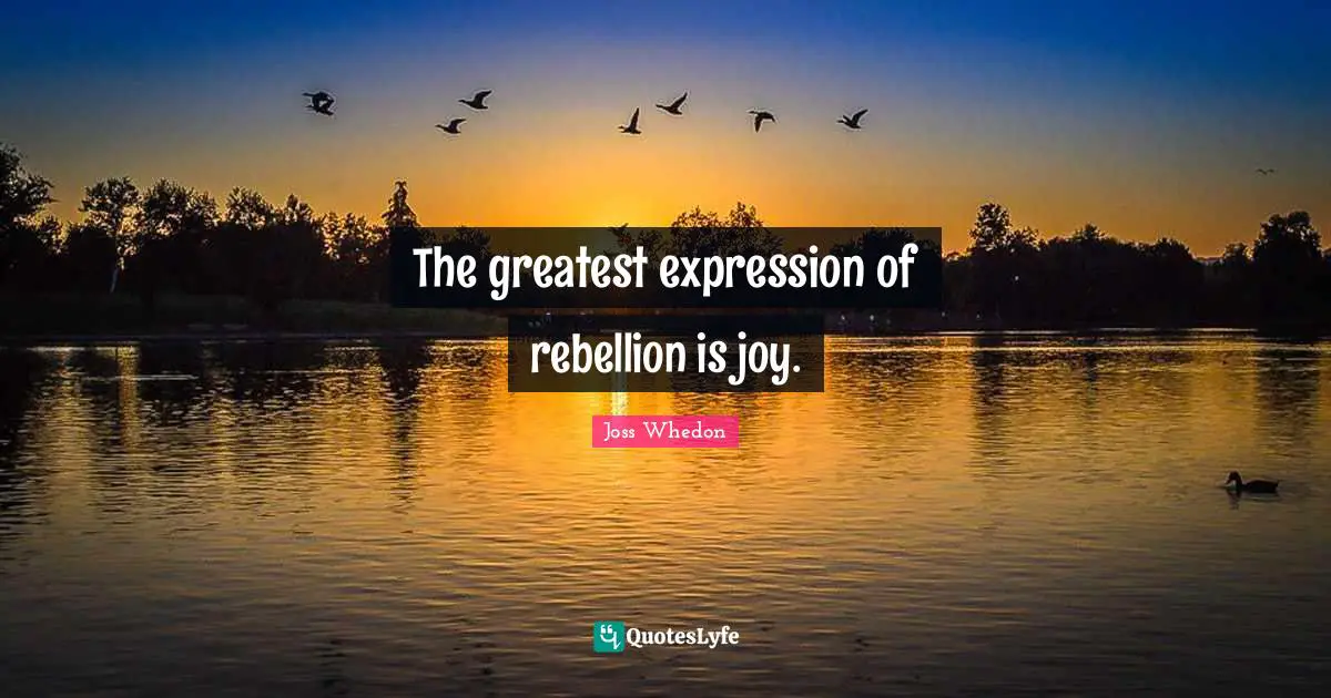 The greatest expression of rebellion is joy.
