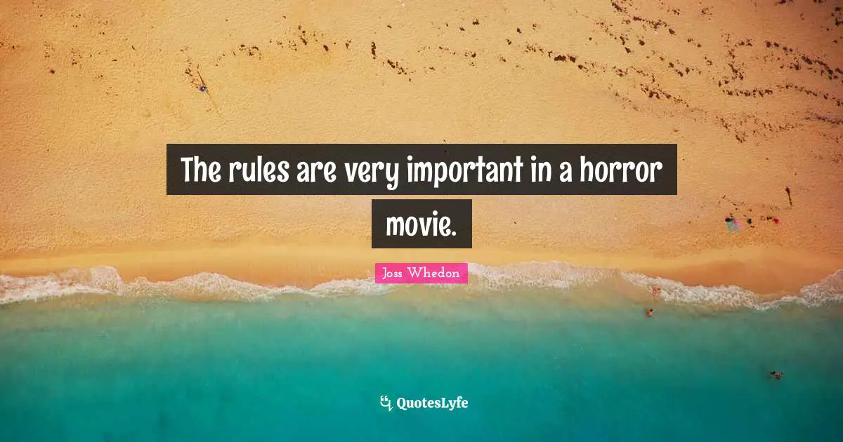 The rules are very important in a horror movie.