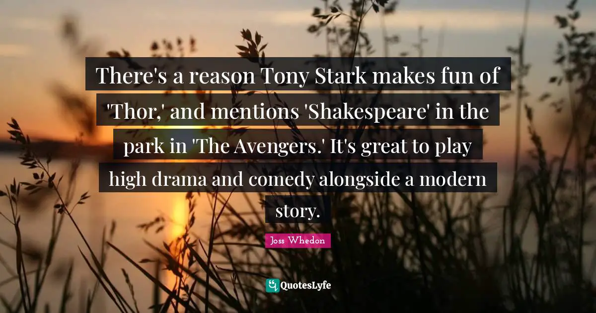 There's a reason Tony Stark makes fun of 'Thor,' and mentions 'Shakespeare' in the park in 'The Avengers.' It's great to play high drama and comedy alongside a modern story.