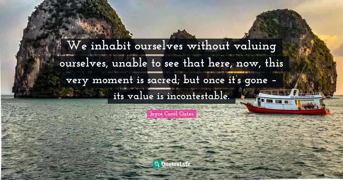 We inhabit ourselves without valuing ourselves, unable to see that here, now, this very moment is sacred; but once it’s gone – its value is incontestable.