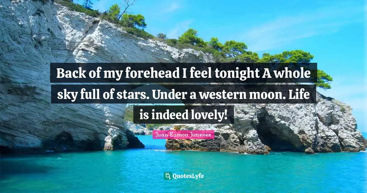 Back of my forehead I feel tonight A whole sky full of stars. Under a western moon. Life is indeed lovely!