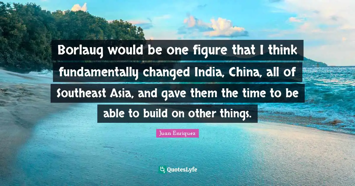Borlaug would be one figure that I think fundamentally changed India, China, all of Southeast Asia, and gave them the time to be able to build on other things.