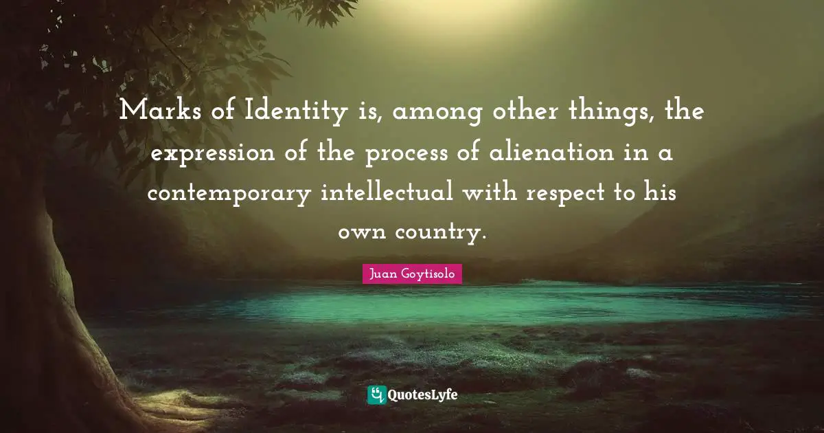 Marks of Identity is, among other things, the expression of the process of alienation in a contemporary intellectual with respect to his own country.