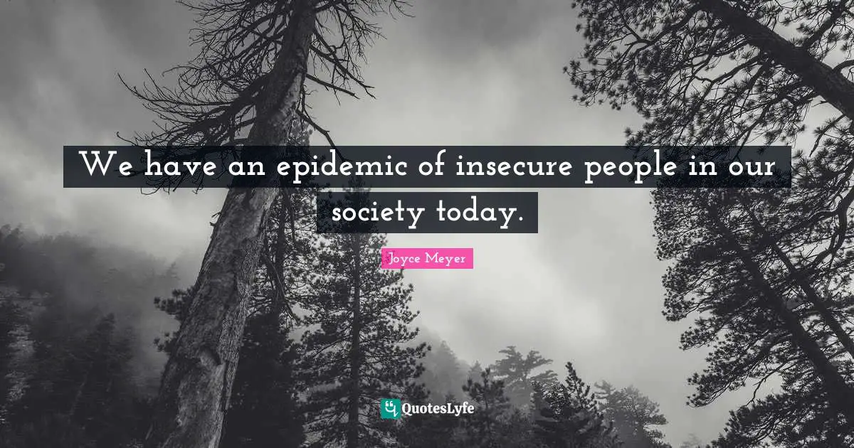 Epidemics Quotes: "We have an epidemic of insecure people in our society today."