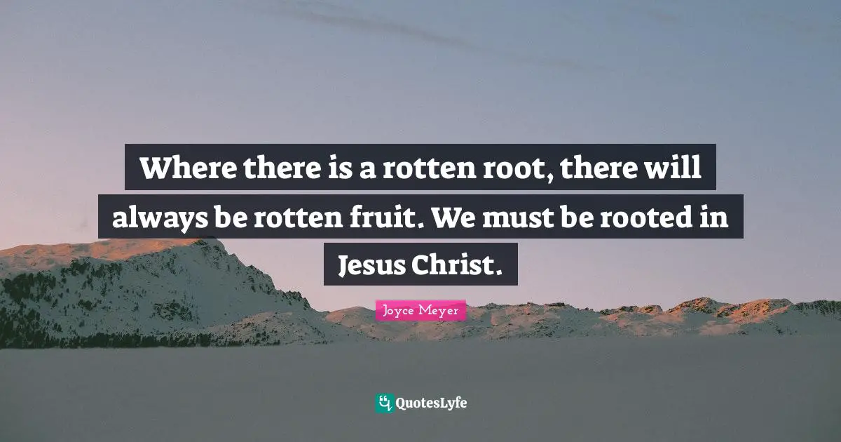 Where there is a rotten root, there will always be rotten fruit. We must be rooted in Jesus Christ.
