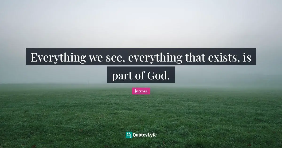 Everything we see, everything that exists, is part of God.
