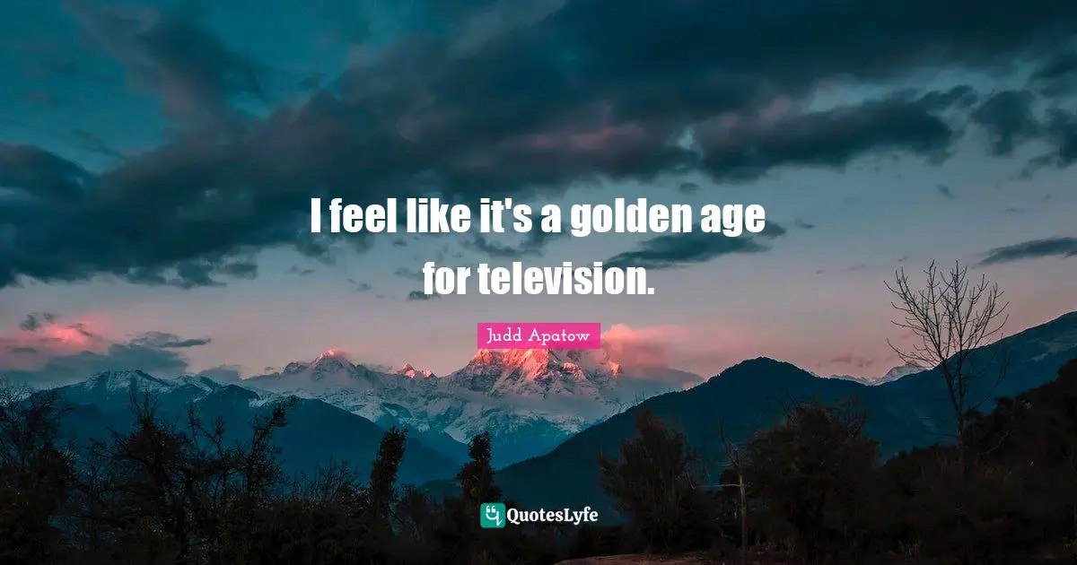 I feel like it's a golden age for television.