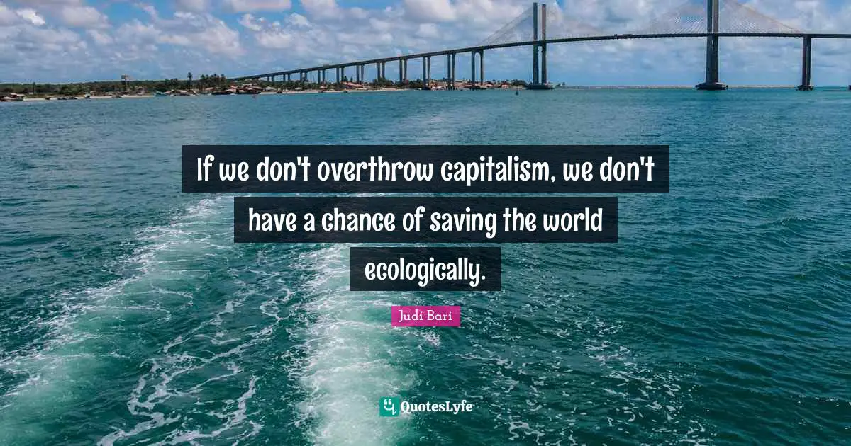 If we don't overthrow capitalism, we don't have a chance of saving the world ecologically.