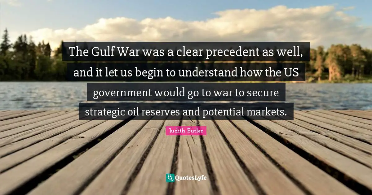 The Gulf War was a clear precedent as well, and it let us begin to understand how the US government would go to war to secure strategic oil reserves and potential markets.